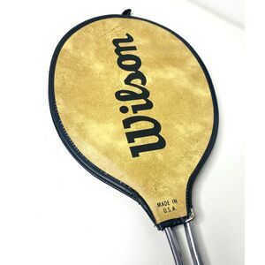 Vintage Wilson Tensor Pro Steel Aluminum Frame Tennis Racket Leather Case